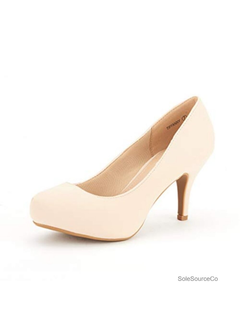 Women's Low Platform Stiletto Heels Pumps Almond Toe Non-Slip